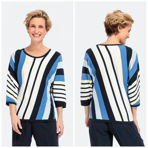 BONITA NWT RARE XXL Striped Fine Knit Pullover Sweater • Germany Exclusive - Picture 10 of 12